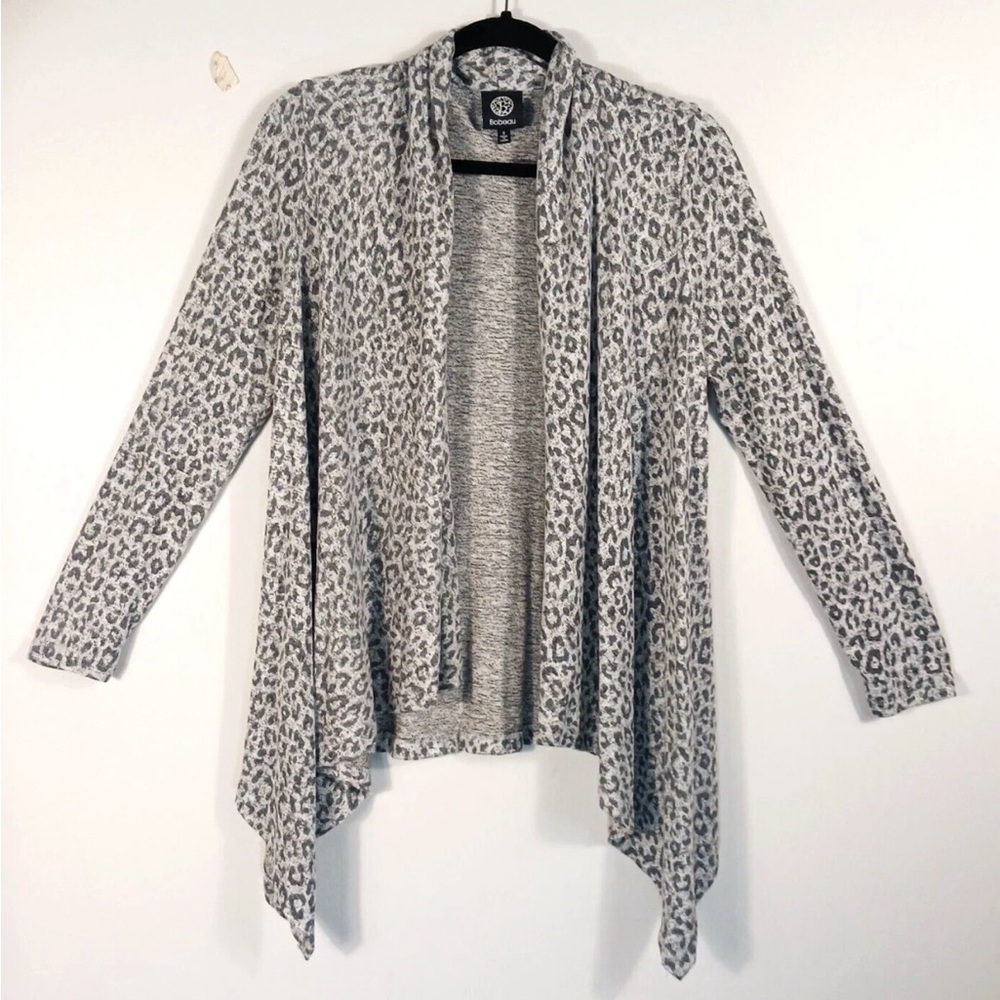 Bobeau Black and Gray Cardigan Sweater with Soft Knit